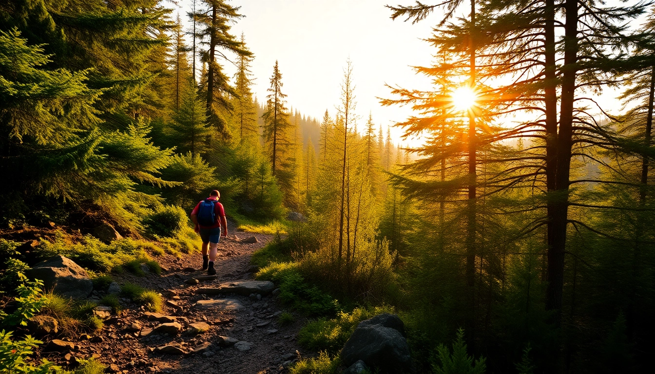 Hiking enthusiasts traversing scenic mountain trail in lush Indonesia jungle, showcasing outdoor adventure.