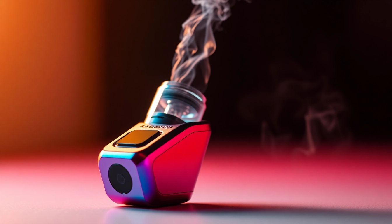 Elektronik sigara kullanırken vapur oluşturan modern cihaz, detaylı ve şık tasarımıyla dikkat çekiyor.