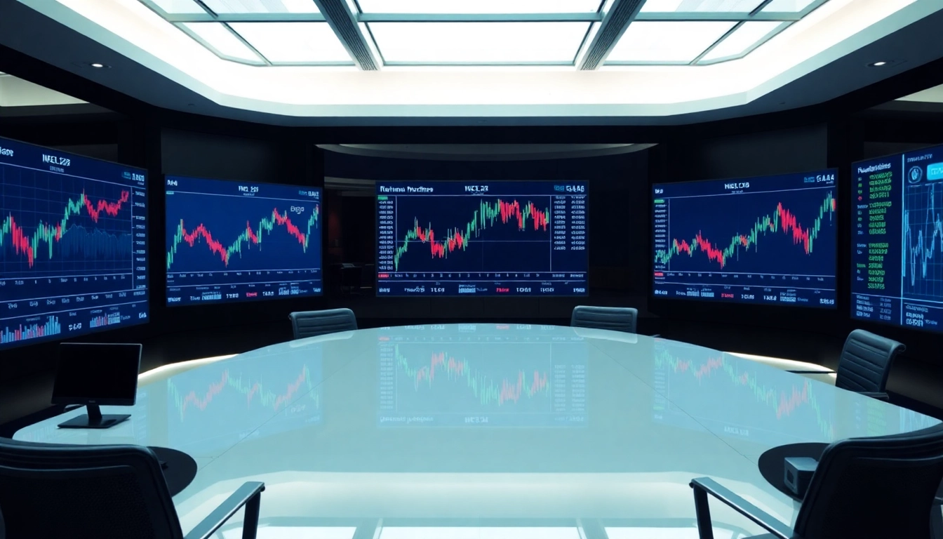 Financial News Updates UK screen with stock charts and financial data in a professional setting