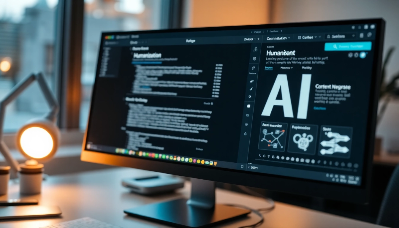 Demonstration of AI content humanization process transforming digital text into natural human